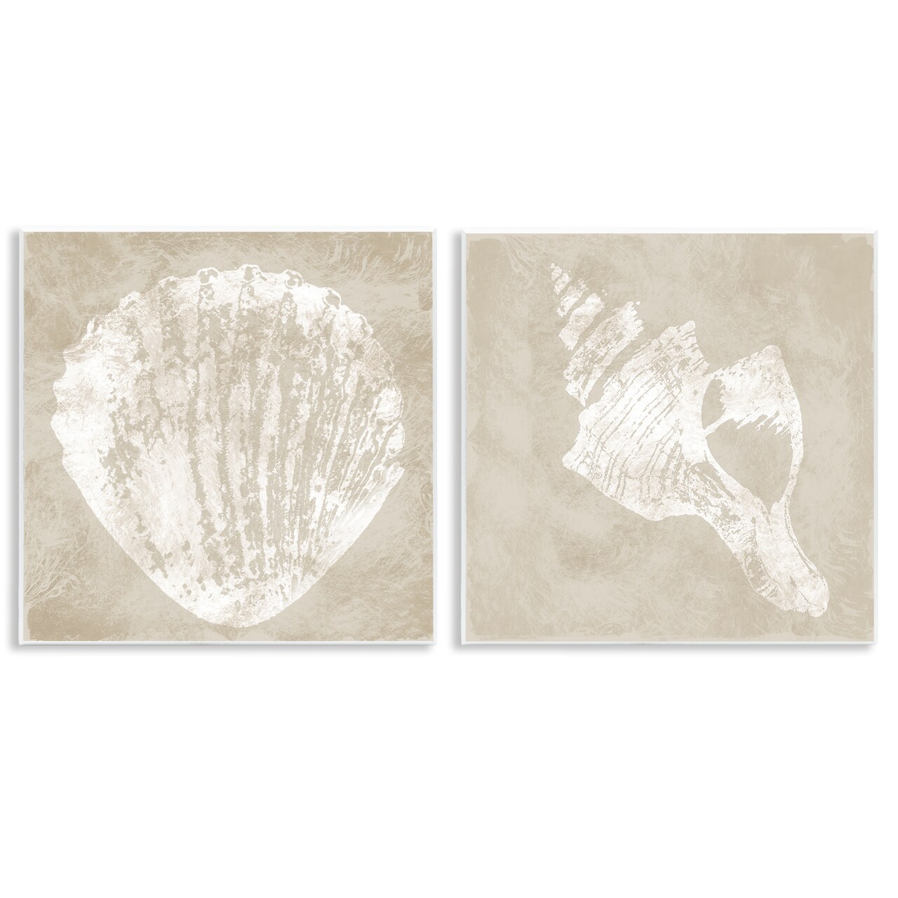 Stupell Industries Rustic Abstract Seashells 2pc Wall Plaque Art Set Design by Carol Robinson
